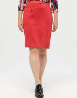 Christine Laure Jupes|Robes & Jupes*Jupe droite suédine rouge