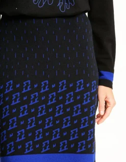 Christine Laure Jupes|Robes & Jupes*Jupe maille jacquard bleu