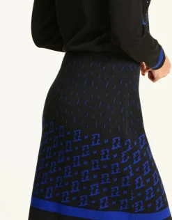 Christine Laure Jupes|Robes & Jupes*Jupe maille jacquard bleu