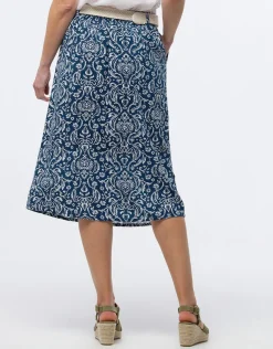 Christine Laure Jupes|Robes & Jupes*Jupe midi bleu imprimé