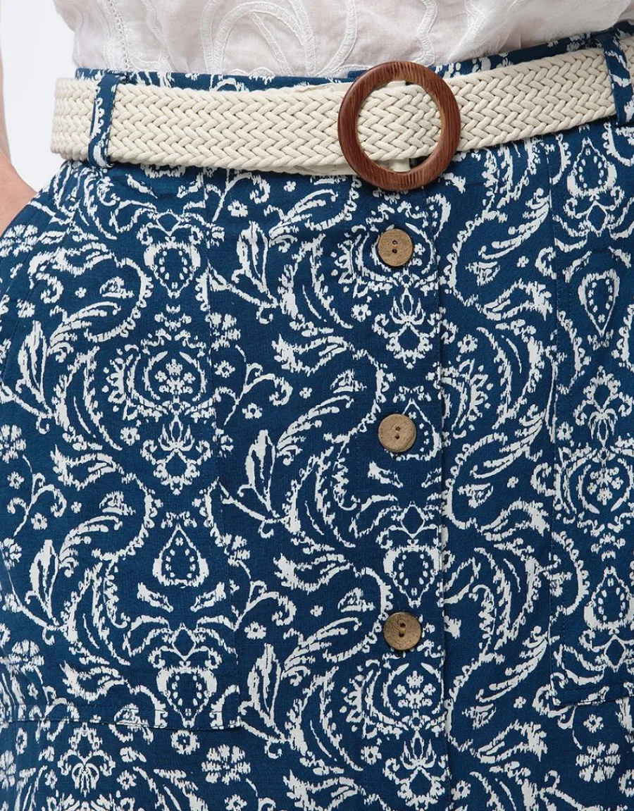 Christine Laure Jupes|Robes & Jupes*Jupe midi bleu imprimé