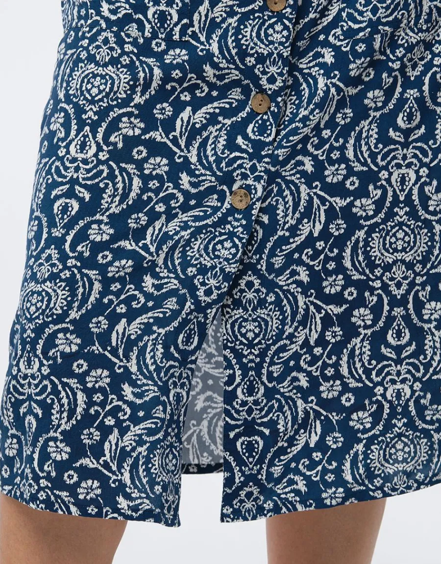 Christine Laure Jupes|Robes & Jupes*Jupe midi bleu imprimé