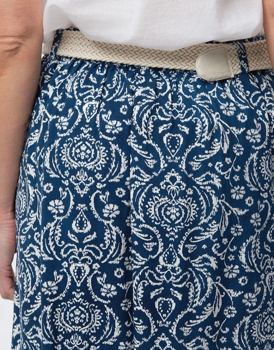 Christine Laure Jupes|Robes & Jupes*Jupe midi bleu imprimé