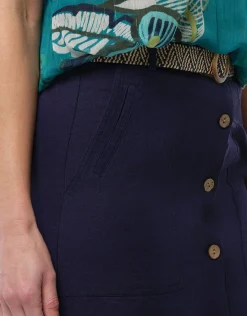 Christine Laure Jupes|Robes & Jupes*jupe midi lin bleu marine