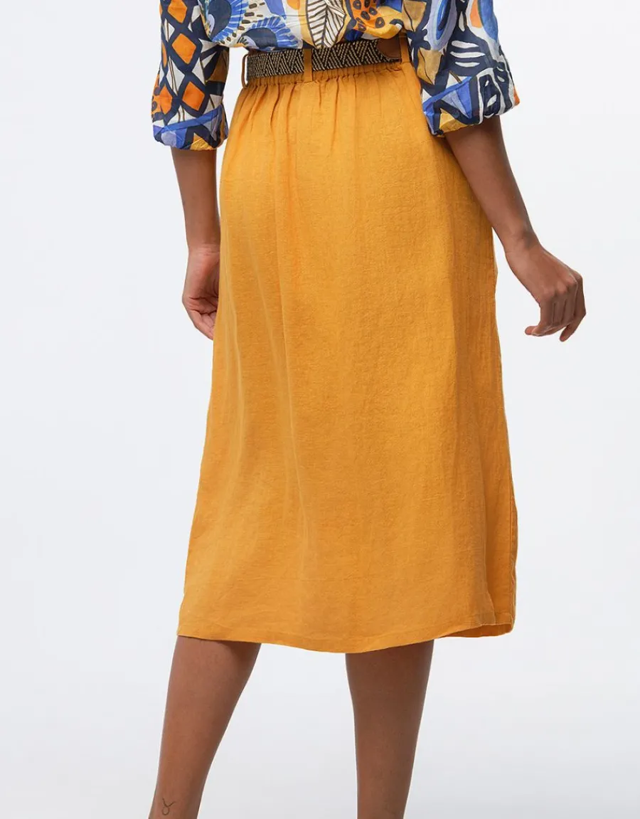 Christine Laure Jupes|Robes & Jupes*jupe midi lin ocre