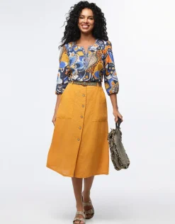 Christine Laure Jupes|Robes & Jupes*jupe midi lin ocre