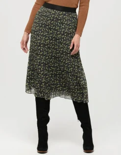 Christine Laure Jupes|Robes & Jupes*Jupe plissée floral kaki