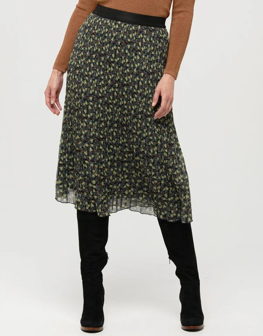 Christine Laure Jupes|Robes & Jupes*Jupe plissée floral kaki