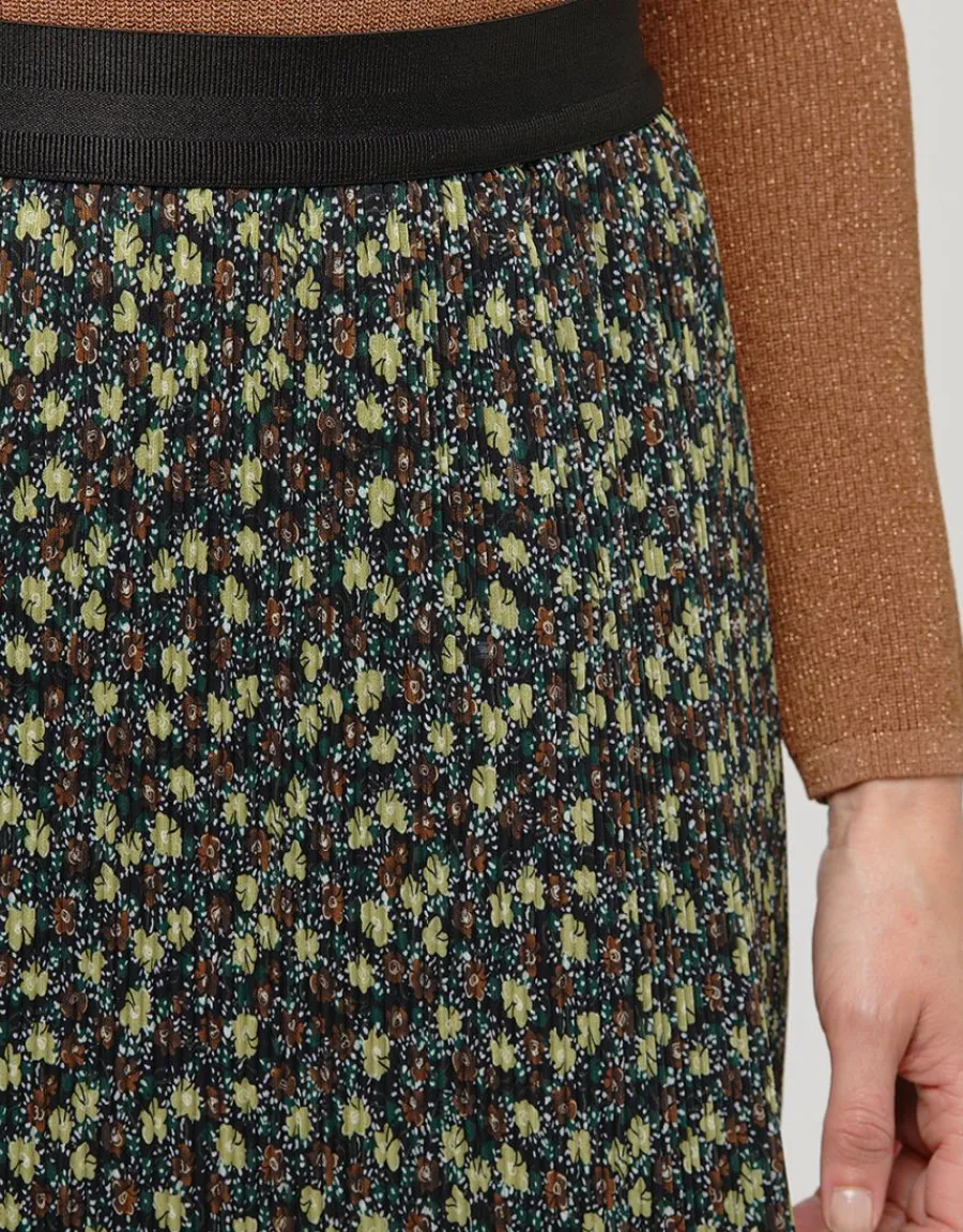 Christine Laure Jupes|Robes & Jupes*Jupe plissée floral kaki