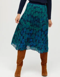 Christine Laure Jupes|Robes & Jupes*Jupe plissée imprimé vert