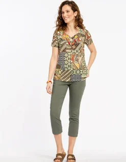 Christine Laure Pantacourts|Pantalons*Pantacourt kaki stretch