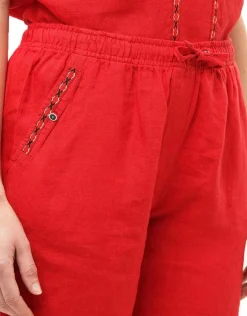 Christine Laure Pantacourts*Pantacourt 100%lin rouge