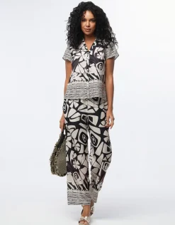 Christine Laure Pantalons*Pantalon chic beige motif