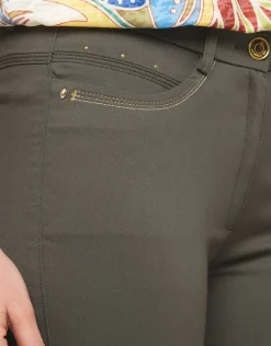 Christine Laure Slims|Pantalons*Pantalon coton vert kaki