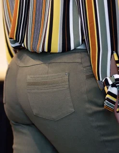 Christine Laure Slims|Pantalons*Pantalon 7/8e coton kaki