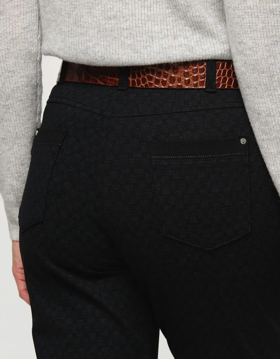 Christine Laure Ajustés|Pantalons*Pantalon 7/8e noir motifs