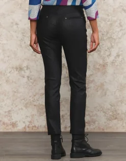 Christine Laure Ajustés|Pantalons*Pantalon enduit noir