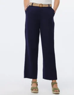 Christine Laure Pantalons|Larges*Pantalon lin bleu 7/8ème