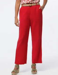 Christine Laure Larges|Pantalons*Pantalon lin rouge 7/8ème