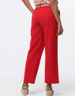 Christine Laure Larges|Pantalons*Pantalon lin rouge 7/8ème