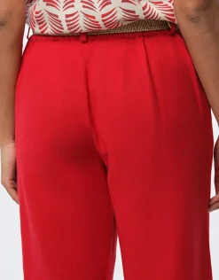 Christine Laure Larges|Pantalons*Pantalon lin rouge 7/8ème