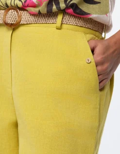 Christine Laure Larges|Pantalons*Pantalon lin vert 7/8ème