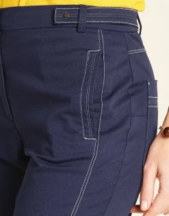 Christine Laure Ajustés|Pantalons*Pantalon treillis bleu