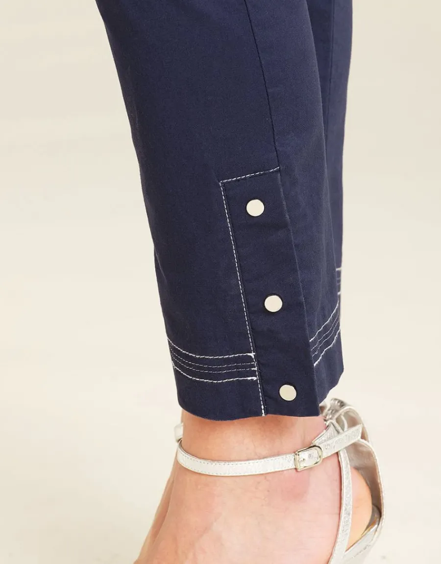 Christine Laure Ajustés|Pantalons*Pantalon treillis bleu