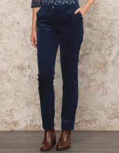 Christine Laure Droits|Pantalons*Pantalon velours bleu