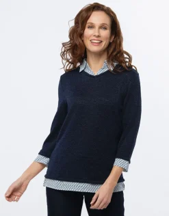 Christine Laure Pulls|Maille*Pull 2 en 1 marine