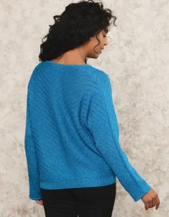 Christine Laure Pulls|Maille*Pull ample bleu métallisé