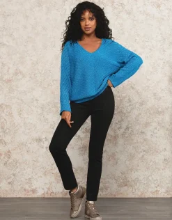 Christine Laure Pulls|Maille*Pull ample bleu métallisé