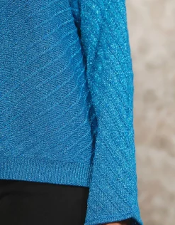 Christine Laure Pulls|Maille*Pull ample bleu métallisé