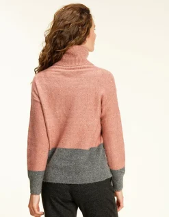 Christine Laure Pulls|Maille*Pull ample col roulé rose