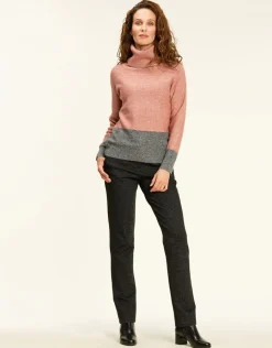 Christine Laure Pulls|Maille*Pull ample col roulé rose