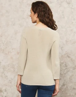 Christine Laure Pulls|Maille*Pull beige maille ajourée