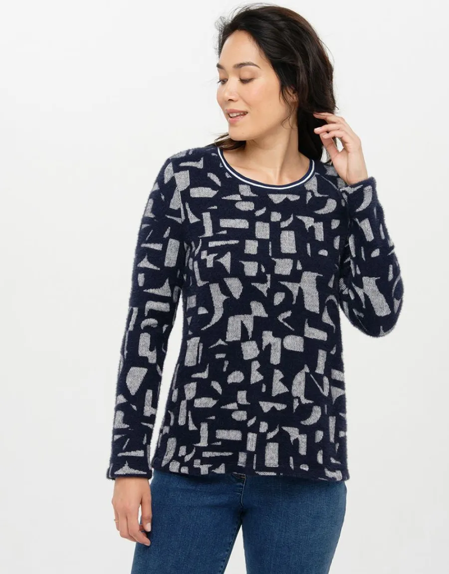 Christine Laure Pulls|Maille*Pull bicolore à motifs