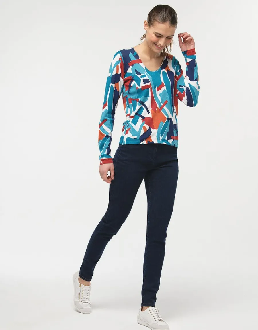 Christine Laure Pulls|Maille*Pull blanc à motifs