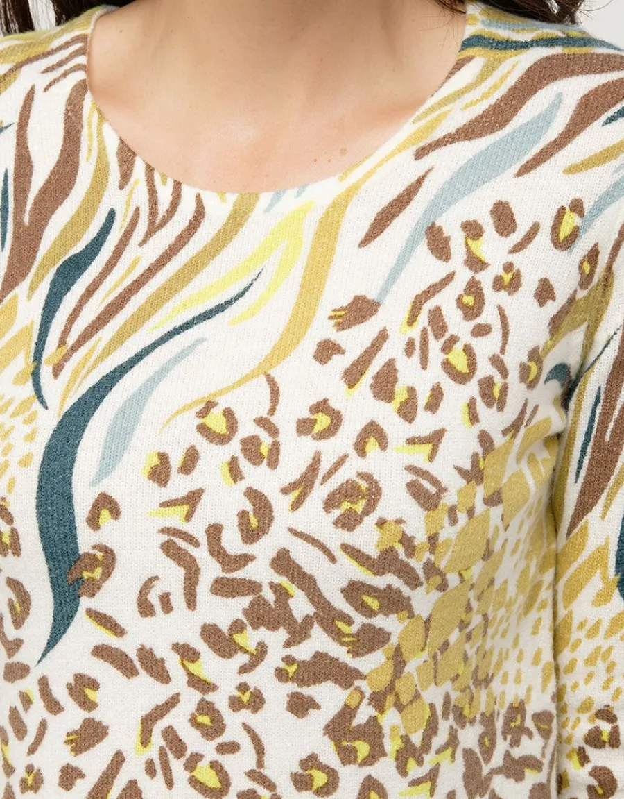 Christine Laure Pulls|Maille*Pull blanc à motifs