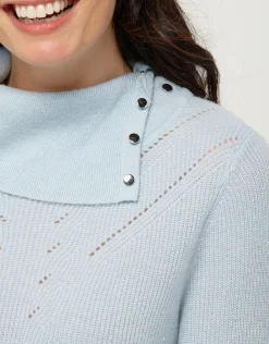 Christine Laure Pulls|Maille*Pull bleu laine cachemire