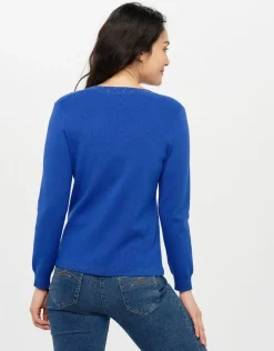 Christine Laure Pulls|Maille*Pull bleu roi col irisé