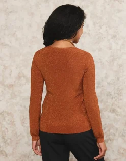 Christine Laure Pulls|Maille*Pull brun maille ajourée