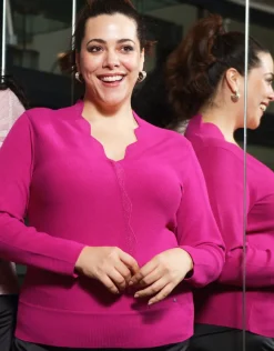 Christine Laure Pulls|Maille*Pull cache coeur rose