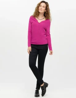 Christine Laure Pulls|Maille*Pull cache coeur rose