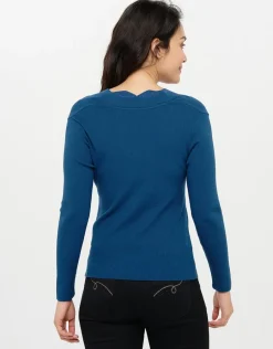 Christine Laure Pulls|Maille*Pull cache-coeur bleu