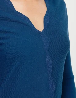 Christine Laure Pulls|Maille*Pull cache-coeur bleu