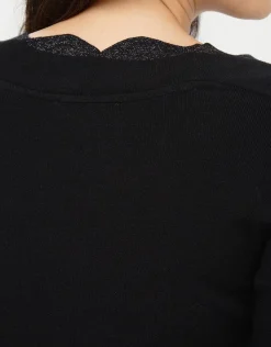 Christine Laure Pulls|Maille*Pull cache-coeur noir chi