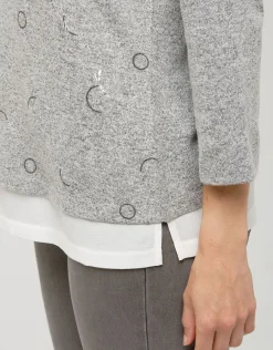 Christine Laure Pulls|Maille*Pull chemisier 2en1 gris