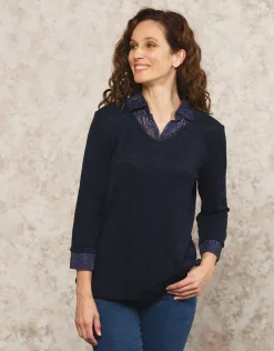 Christine Laure Pulls|Maille*Pull chemisier marine