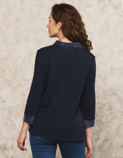 Christine Laure Pulls|Maille*Pull chemisier marine